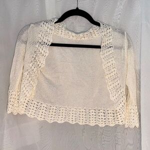 Cream Lace Trim Poncho Sweater